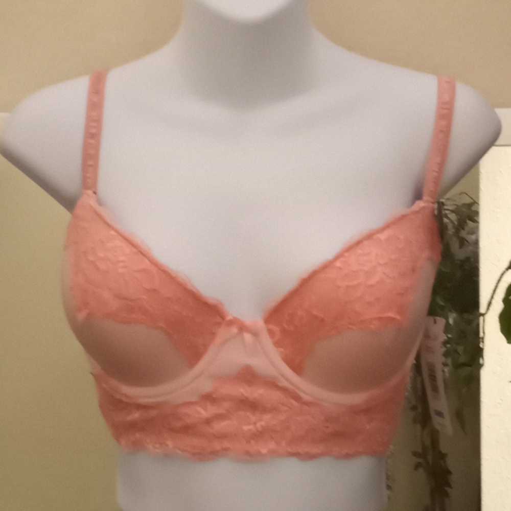 Rene Rofe Pink Lace & Satin Bra